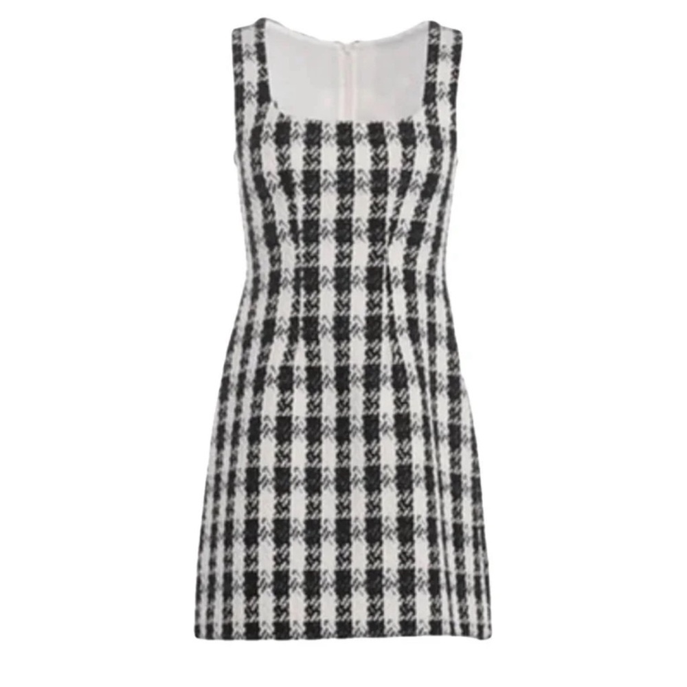 Maje Black and White Tweed Mini Dress